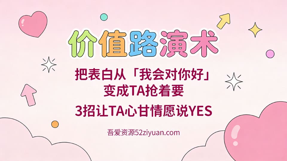 【原创】表白方法第六集《价值路演术，3招让TA心甘情愿说YES》精品恋爱绘本