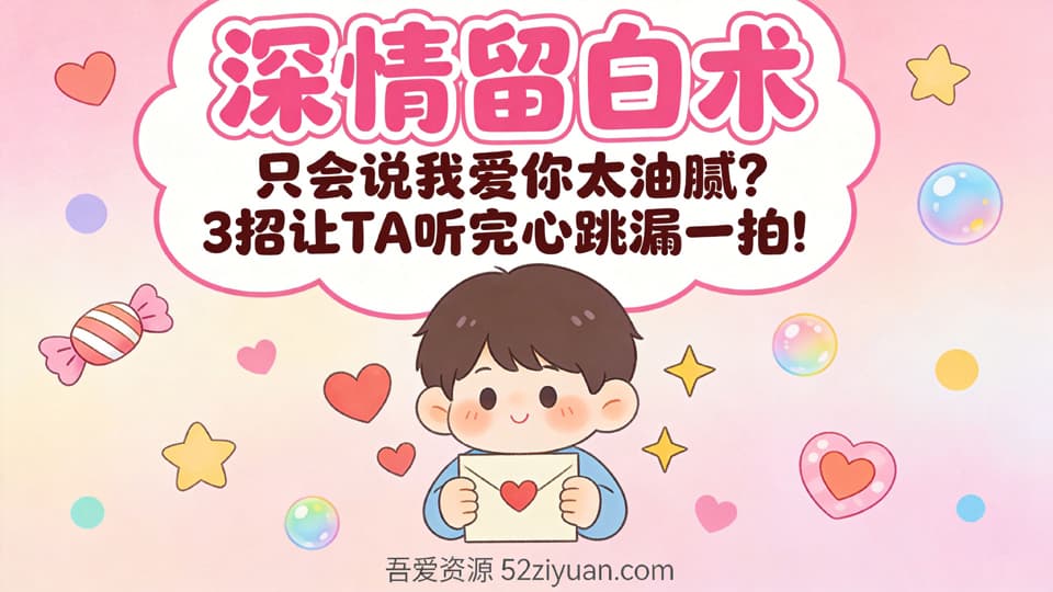 【原创】表白方法第十集《深情留白术，只会说我爱你太油腻3招让TA听完心跳漏一拍!》精品恋爱绘本