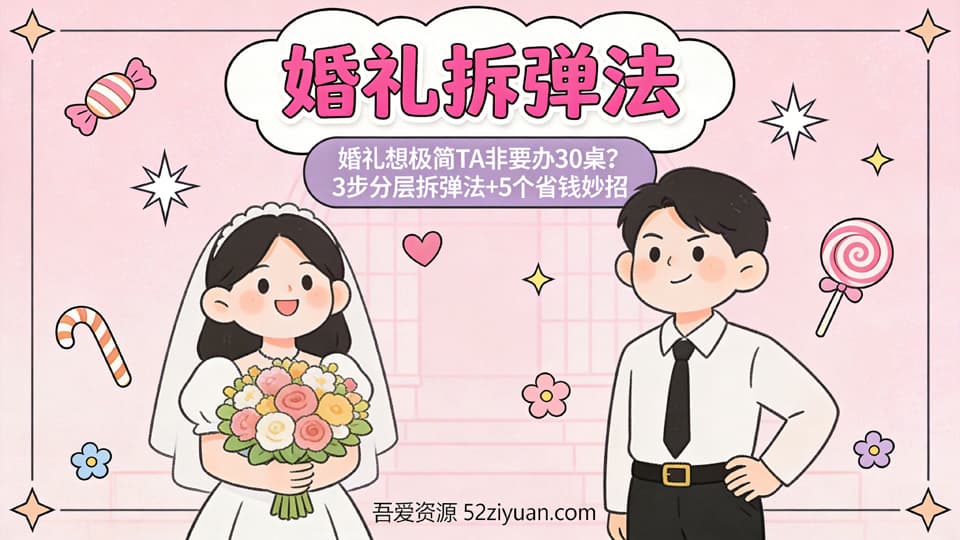 【原创】恋爱攻略第十七课《婚礼拆弹法，婚礼想极简TA非要办30桌，3步分层拆弹法+5个省钱妙招》精品恋爱绘本