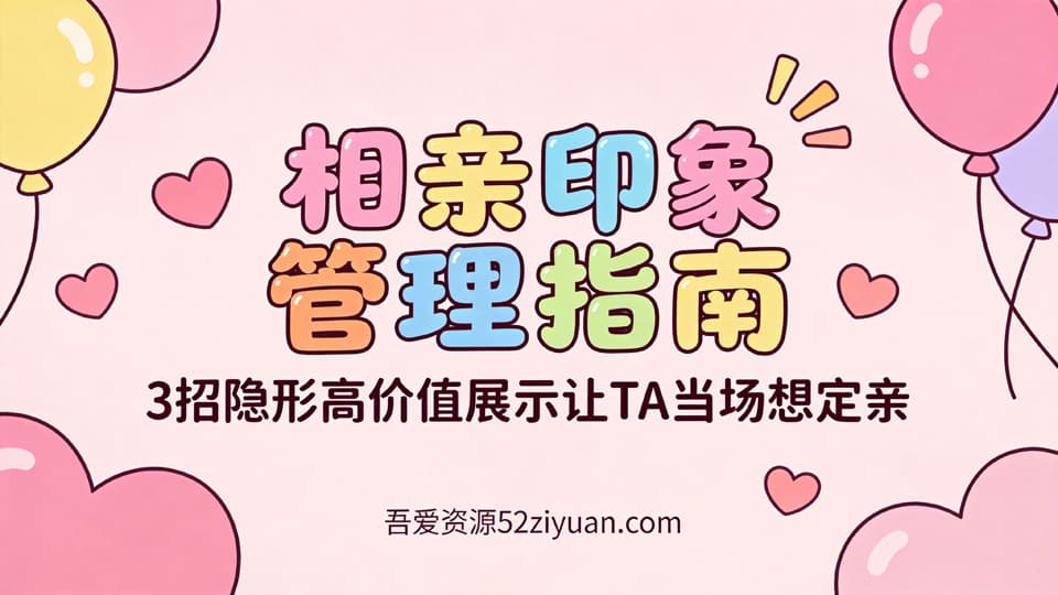 脱单秘籍第二十一集《相亲印象管理指南，3招隐形高价值展示，让TA当场想定亲》