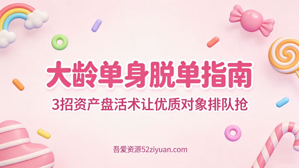 【原创】脱单秘籍第二十三集《大龄单身脱单指南，3招资产盘活术,让优质对象排队抢》