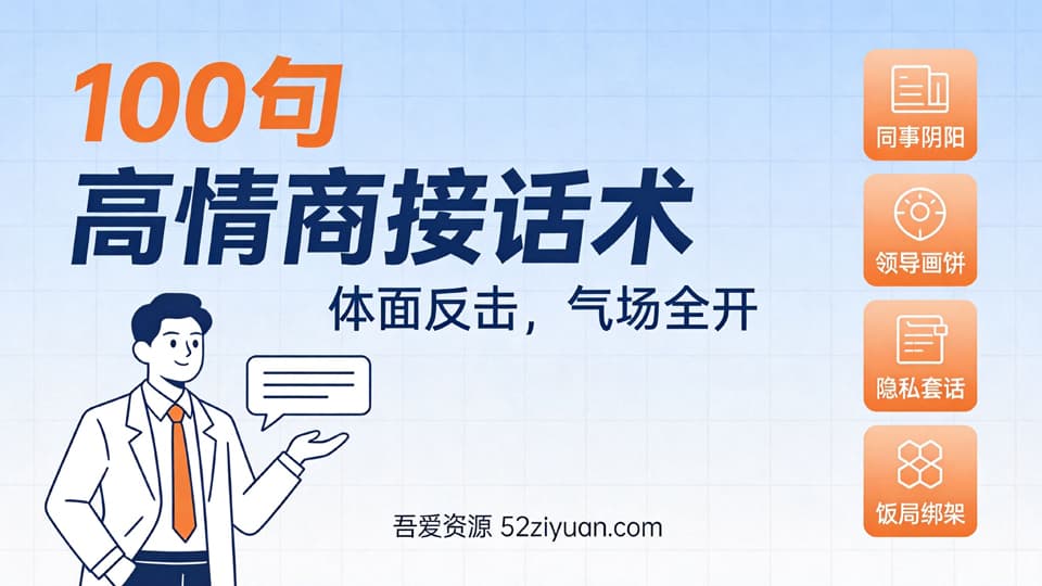 【原创】危机处理第十集《100句高情商接话术，体面反击，气场全开》职场实战教程