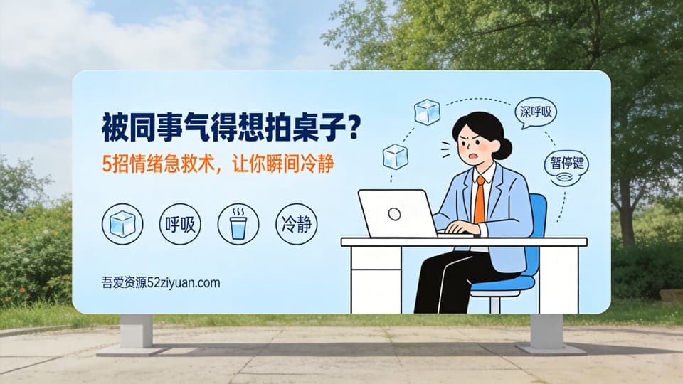 【原创】危机处理第十四集《被同事气得想拍桌子？5招情绪急救术，让你瞬间冷静》职场实战教程