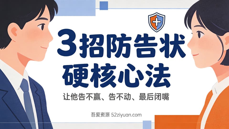 【原创】危机处理第二集《3招防告状硬核心法，让他告不赢、告不动、最后闭嘴》职场实战教程