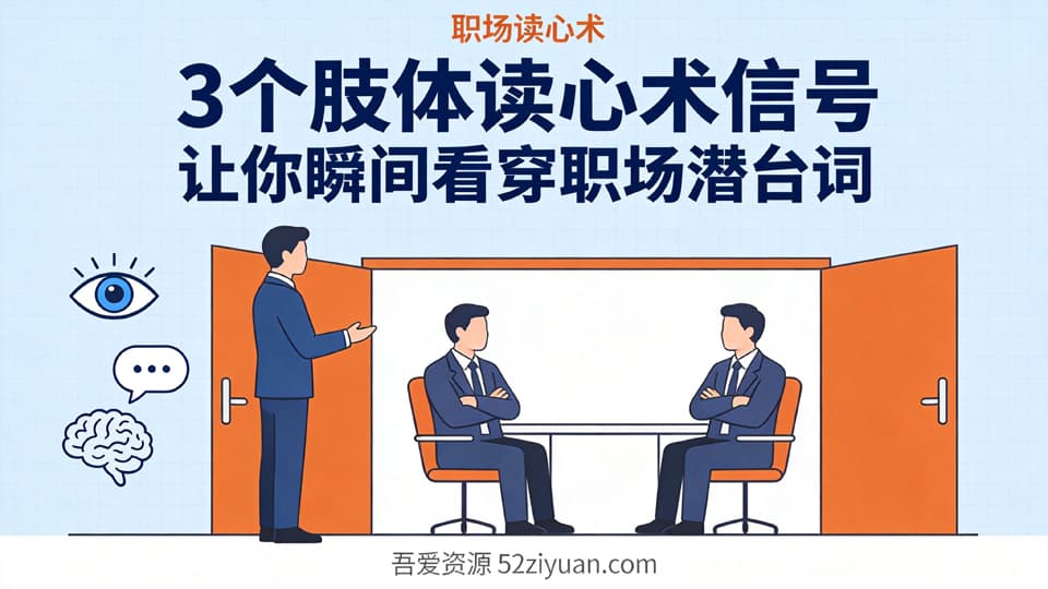 【原创】职场避坑第十六集《3个肢体读心术信号，让你看穿职场潜台词》职场实战教程